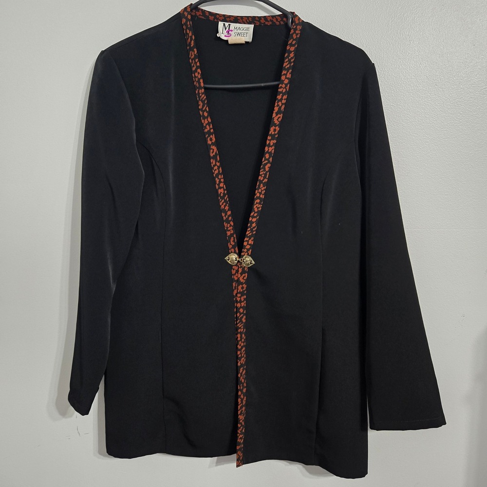 M#97 Maggie Sweet Blazer Skirt Top Set Small Black Harvest Border 3 Piece Suit
